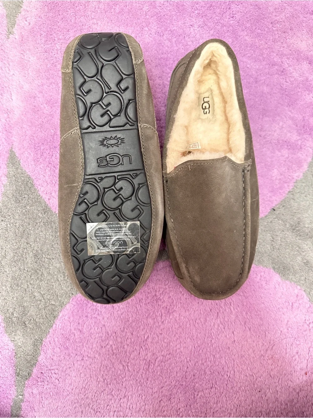 UGG Men's Chocolate Brown Suede Lined Slip-On Moccasins